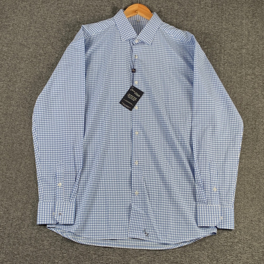 State & Liberty Shirt Men 2XL Gingham Check Performance Athletic Stretch NEW